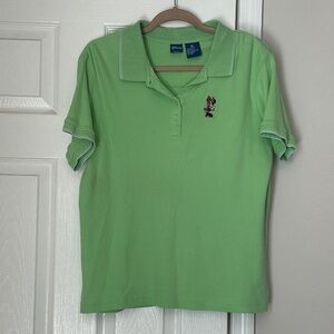 Disney Vintage Minnie Mouse Lime Green Polo Shirt 100% cottton Size Large L